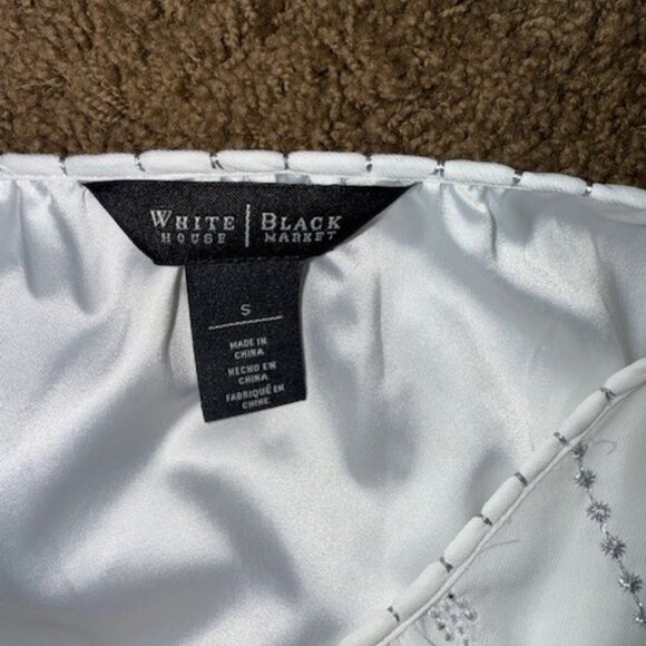 White House Black Market Smocked Blouson Dress with Beads - Picture 2 of 3